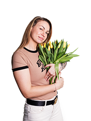 ABflexkracht employee with flowers